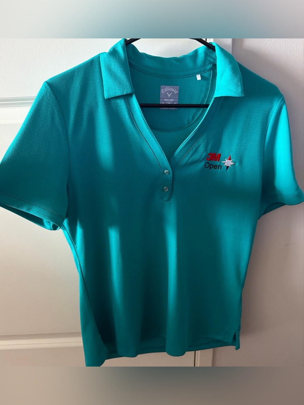 Callaway Women's Teal Short-Sleeve Polo with 3M Open Embroidery